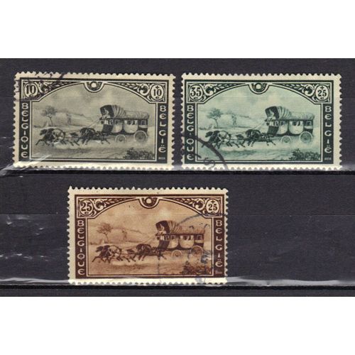 Belgique 1935 : Exposition Universelle De Bruxelles : Maille-Poste Belge - Série Entière De 3 Timbres Oblitérés Cote 6,50 ¿