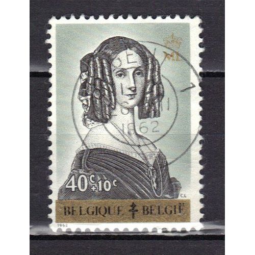 Belgique 1962 : Reine Louise-Marie - Timbre 40 C.+10 C. Vert Pâle, Or Et Sépia Oblitéré