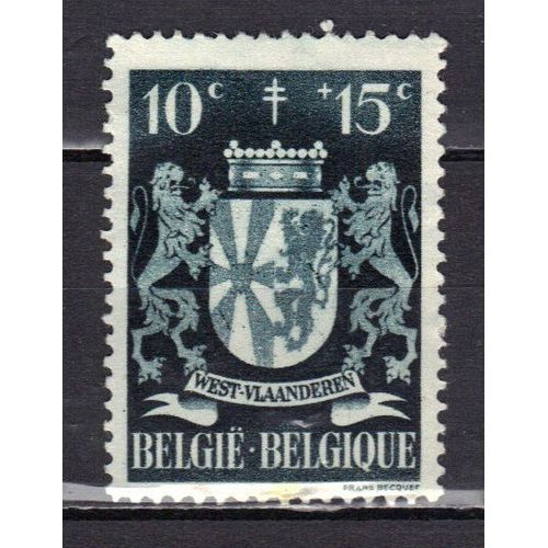 Belgique 1945 : Au Profit D'oeuvres Antituberculeuses : Ecusson De Province : Flandre Occidentale - Timbre Oblitéré
