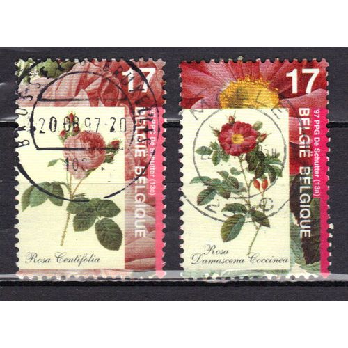 Belgique 1997 : La Rose : Rosa Centifolia / Rosa Damascena Coccinea - Série De 2 Timbres Oblitérés
