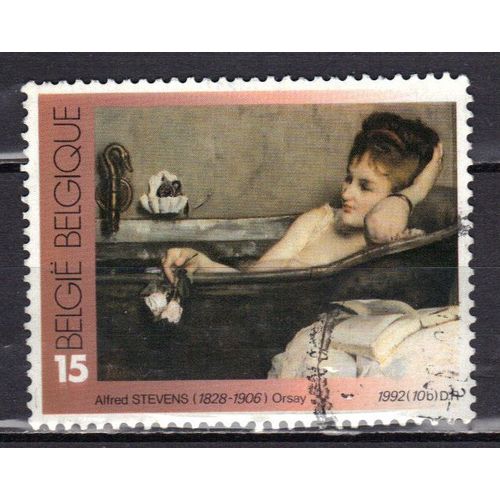 Belgique 1992 : Oeuvres D'art Belges À L'étranger : "Le Bain" D'afred Stevens (1823-1906) - Timbre Oblitéré