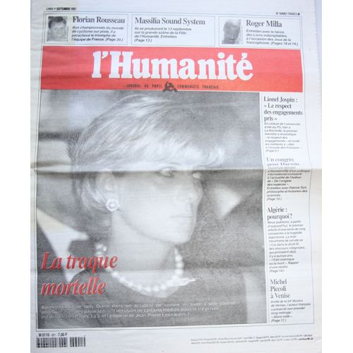 L'humanité N° 16499 (01/09/97): Mort De Diana / Palaces Parisiens / Darwin / Michel Piccoli