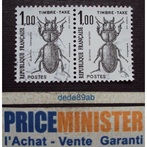 France..  2 Timbres 1.00 Taxe . Insectes : Scarabé . Oblitéré.