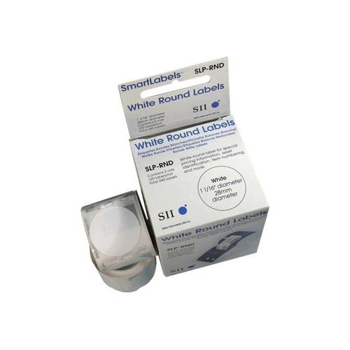 Seiko Instruments SLP-RND - Étiquettes rondes - blanc - arrondi 28 mm 240 étiquette(s) ( 2 rouleau(x) x 120 ) - pour Smart Label Printer 440, 440 Office Administration Pack, 450, 620, 650, 650SE