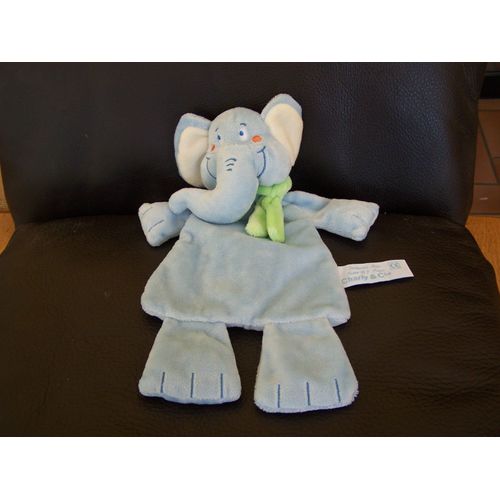 Doudou Plat Elephant Bleu Tiamo Charlie Et Cie