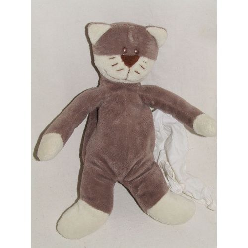 Chat Mouchoir Doudou Kimbaloo Marron Peluche De 24 Cm