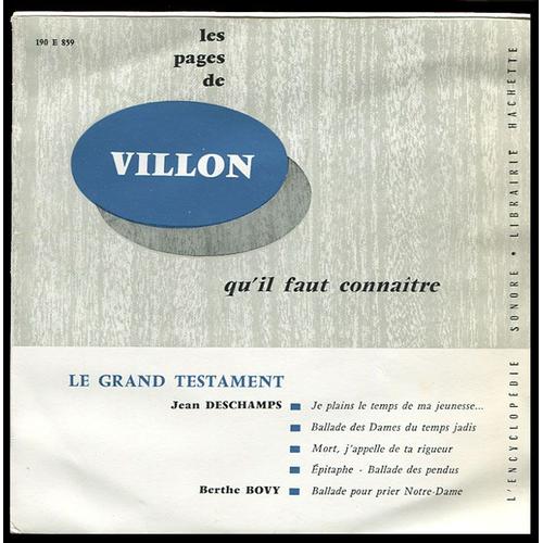 Es 190 E 859  -  François Villon Dit Par  Jean Deschamps  Et  Berthe Bovy