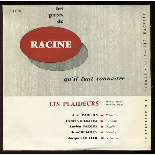 Es 190 E 909  -  Les Plaideurs  -  Racine  -  Dit Par  :  Jean Paredes  -  Henri Virlojeux  -  Lucien Baroux  -  Jean Desailly  -  Jacques Muller