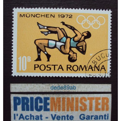 Roumanie..  10b Posta Romana . J.O. De Munich 1972 : Lutte . Oblitéré.