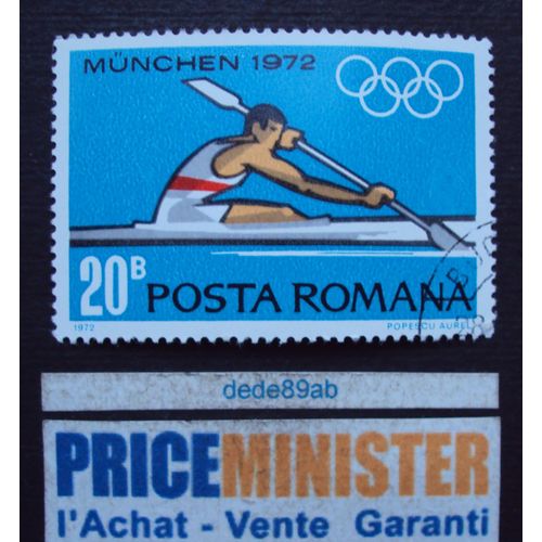 Roumanie..  20b Posta Romana . J.O. De Munich : Canoé - Kayak . Oblitéré.