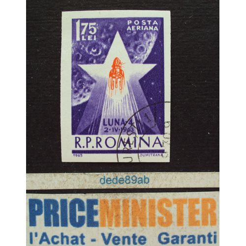 Roumanie..  1.75 Lei R.P.Romina . Satellitte Luna 4 (02.04.1963) Non Dentelé , Oblitéré.