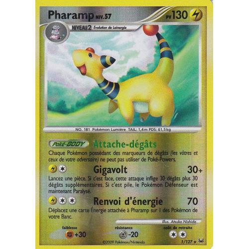 Carte Pokemon - Pharamp - 1/127 - Holo Reverse - Platine -