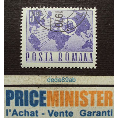 Roumanie..  5l Posta Romana . P & T : Carte Géographique - Télex . Oblitéré.