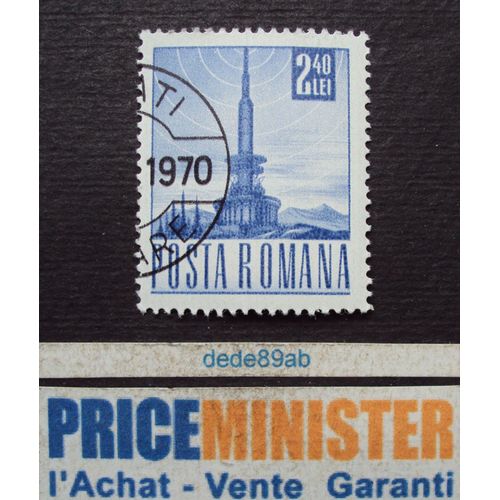 Roumanie..  2.40l Posta Romana . P & T : Tour - Émetteur - Télévision . Oblitéré.