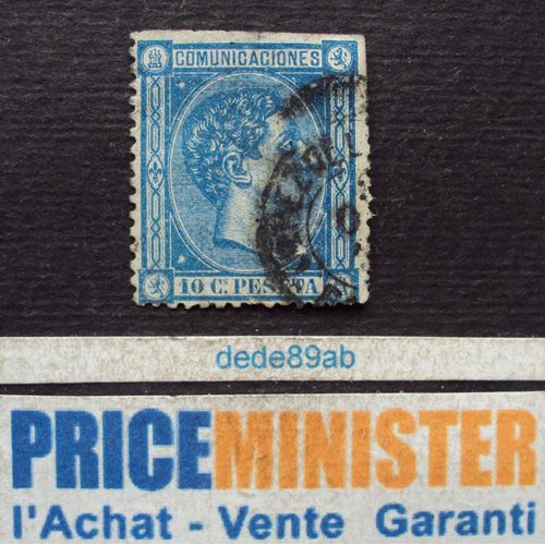 Espagne..  10 Cs Peseta Comunicaciones . Le Roi Alphonse 12 . Oblitéré.