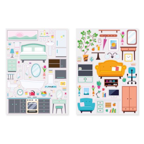 Gommettes Pièces De La Maison 2 Planches Différentes 89 Pièces
