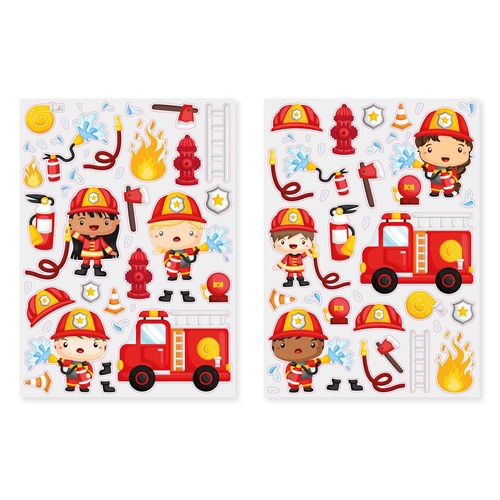Gommettes Pompiers 2 Planches Différentes 80 Pièces