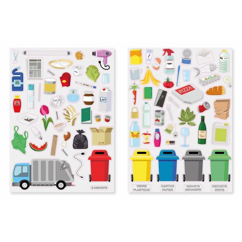 Gommettes Recyclage Et Tri Sélectif 2 Planches Différentes 85 Pièces