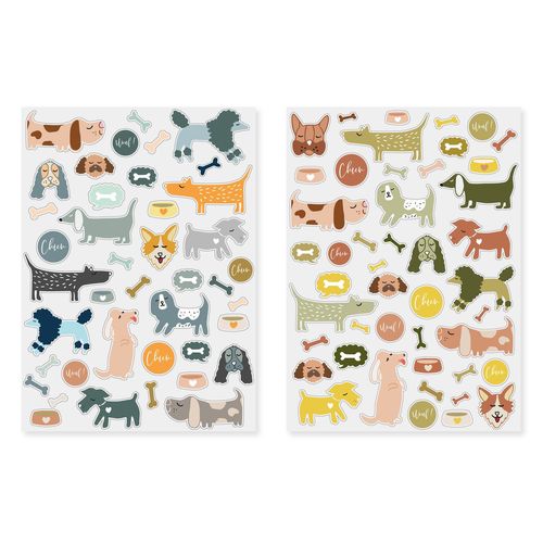 Gommettes Chiens 2 Planches Différentes 87 Pièces
