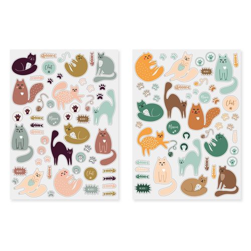 Gommettes Chats 2 Planches Différentes 101 Pièces
