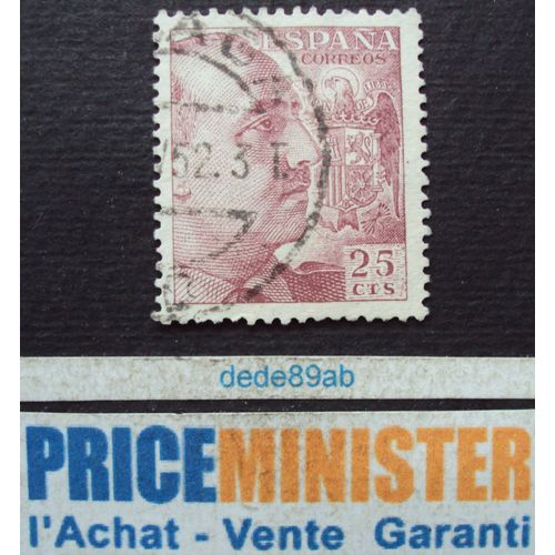 Espagne..  25 Cts . Le Général Franco . Oblitéré