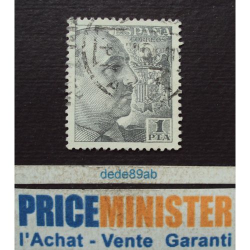Espagne..  1 Ptas Espana . Le Général Franco . Oblitéré.
