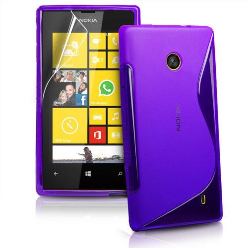 Housse Etui Coque Silicone Gel Violet Pour Nokia Lumia 520 + Film Écran