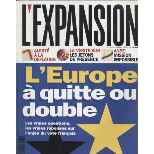 L'expansion   N°435    3 Au 16 Setembre 1992: L'europe A Quitte Ou Double
