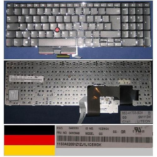 Clavier Qwertz Allemand / German Pour LENOVO Thinkpad Edge E520, Edge E525 Series, Noir / Black, Model: GG, SN1112W, 852-41703-B2A, P/N: 0A62051, 04W0848, 11S0A60251Z