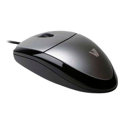 V7 MV3000 full sized Plug & Play USB optical LED mouse - Souris - optique - 3 boutons - filaire - USB - argent avec du noir - Pour la vente au détail