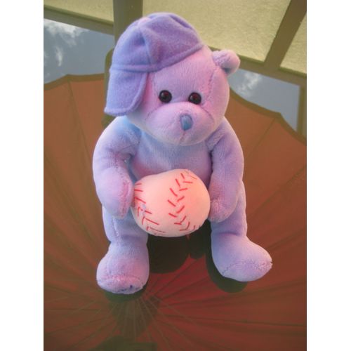 Doudou Peluche Ours Bleu Casquette Balle Ty 18 Cm