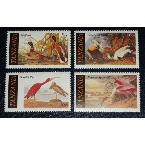 Tanzanie N° 277 À 280 Neufs Sans Charnière De 1986 - Lot De 4 Timbres « Bicentenaire De La Naissance De L'ornithologue J.-J. Audubon. Oiseaux En Péril » - Cote 9,53 Euros
