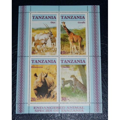 Tanzanie Bloc N° 47 Neuf Sans Charnière De 1986 - Bloc « Faune. Animaux En Danger D'extinction » - Cote 9,91 Euros