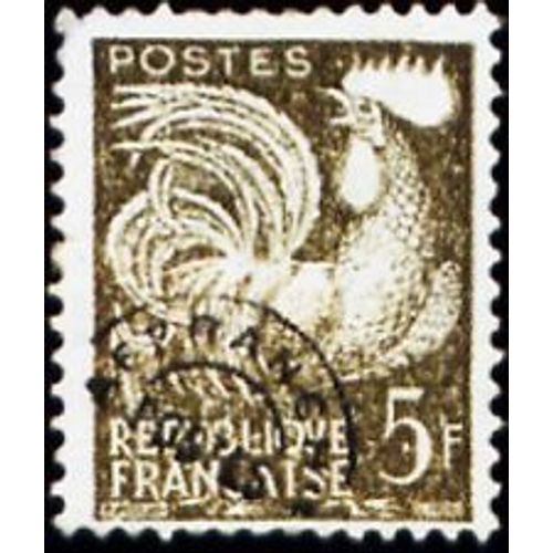 Timbre Preoblitere Coq Gaulois 1953 Yt 107 5f