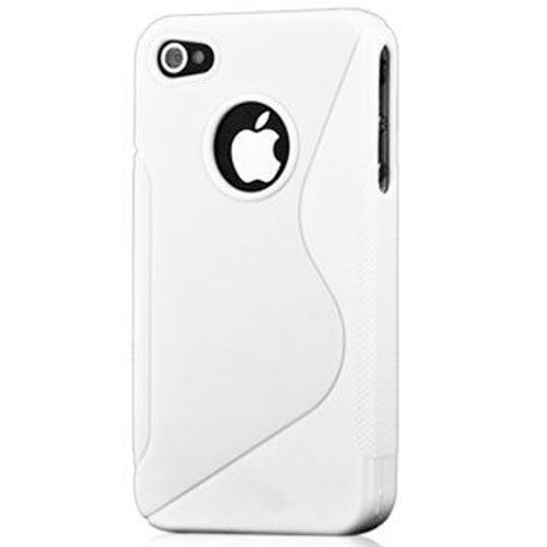 Coque Housse Étui Iphone 4 4s Blanche En Silicone + Film De Protection D'écran "Le S"