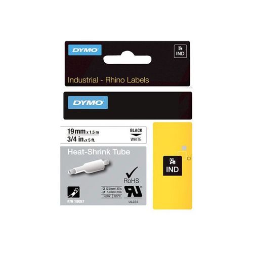 DYMO RhinoPRO Heat shrink tubing - Gaines thermo-rétractables en polyoléfine - noir sur blanc - Rouleau (1,9 cm x 1,5 m) 1 rouleau(x) - pour Rhino 4200, 6000, 6000 Hard Case Kit