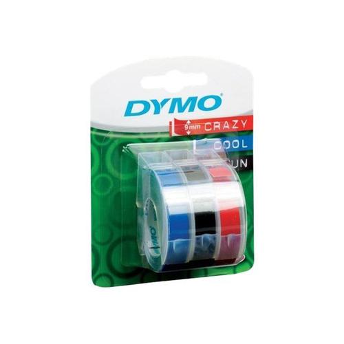 DYMO - Ruban de marquage 3D auto-collant - noir, bleu, rouge - rouleau (0,9 cm x 3 m) 3 rouleau(x) blister - - pour DYMO Junior embosser