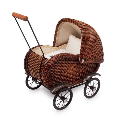 Landau de poupée en osier rétro << ELISABETH >> 51 x 32 x 52 cm--