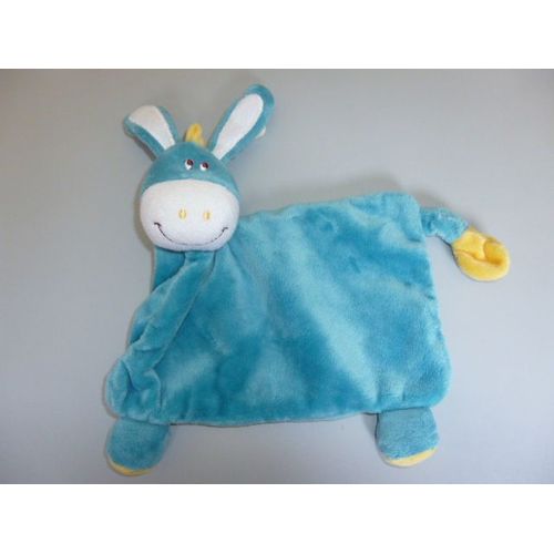 Doudou Plat Âne Bleu Et Jaune, Kimbaloo