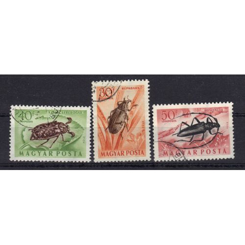 Hongrie 1954 Poste Aerienne : Insectes Divers - Série De 3 Timbres Oblitérés