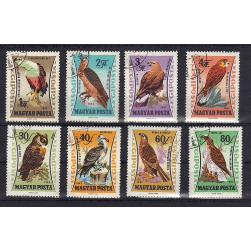 Hongrie 1962 Poste Aerienne : Oiseaux De Proie - Série Entière De 8 Timbres Oblitérés
