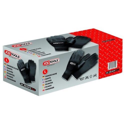 Gants microfibres, noirs, XXL, 12paires