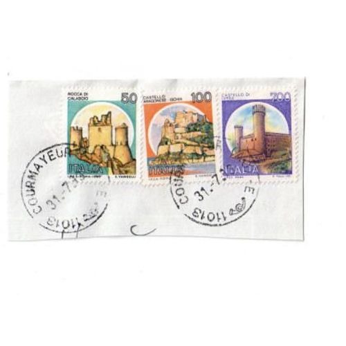 3 Timbres Italiens Sur Coin D'enveloppe