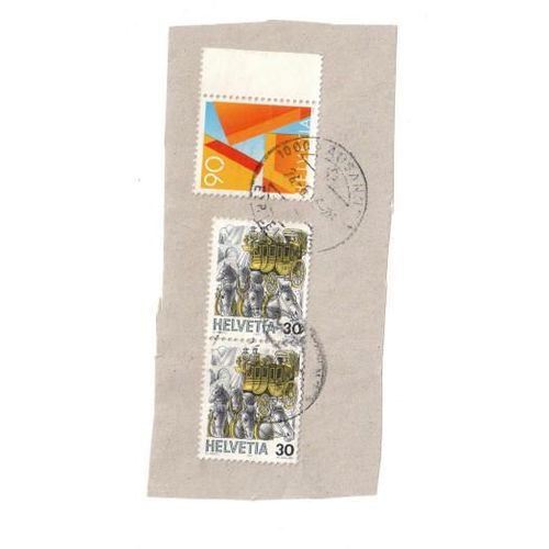 3 Timbres Suisses Sur Coin D'enveloppe