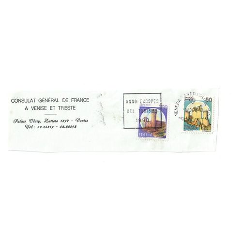 2 Timbres Italie Sur Coin D'enveloppe (Du Consulat De France À Venise)