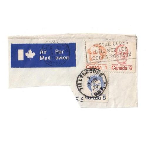 3 Timbres Du Canada Sur Coin D'enveloppe - 1975