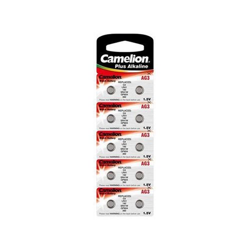 Lot de 10 piles bouton alkaline AG3 LR41 392 SR42 192 CAMELION