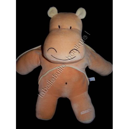 Doudou Peluche Range Pyjama Hippopotame Sucre D'orge 52 Cm Orange Beige/Crème/Écru 52 Cm  Environ