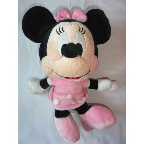 Peluche Doudou Bébé Minnie Noire En Robe Rose À Pois Blancs Noeud Sur La Tête Simba Dickie Idem Disney Nicotoy  27 Cm