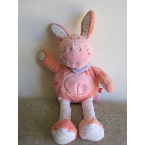 Ane Doudou Tex Cheval Lapin Rose Peluche Carrefour De 30 Cms + Oreilles De 7 Cms